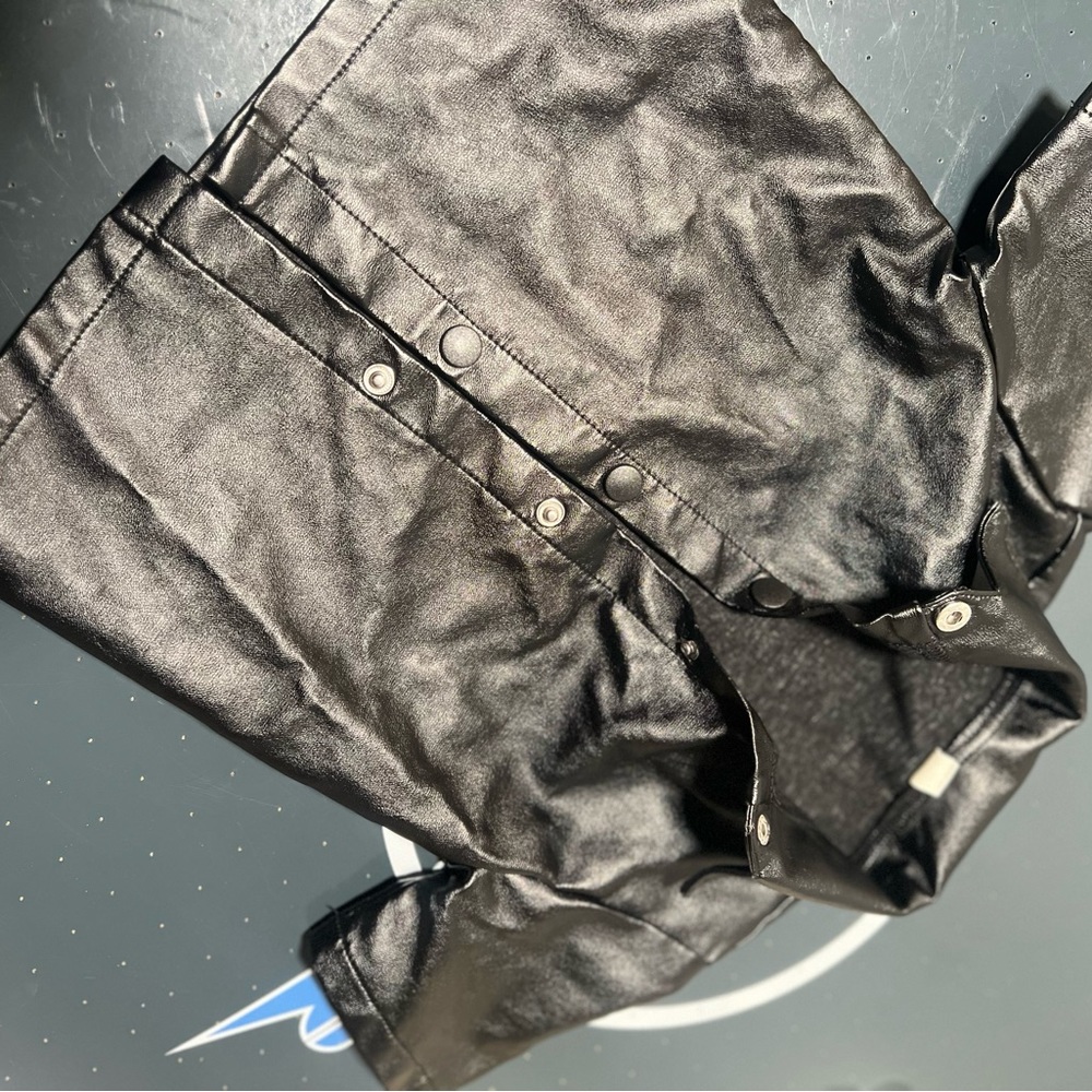 Kids black leather button up